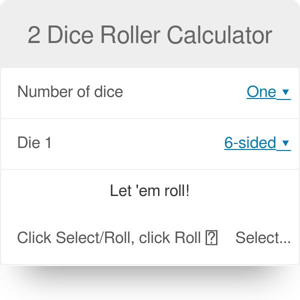2 Dice Roller Calculator