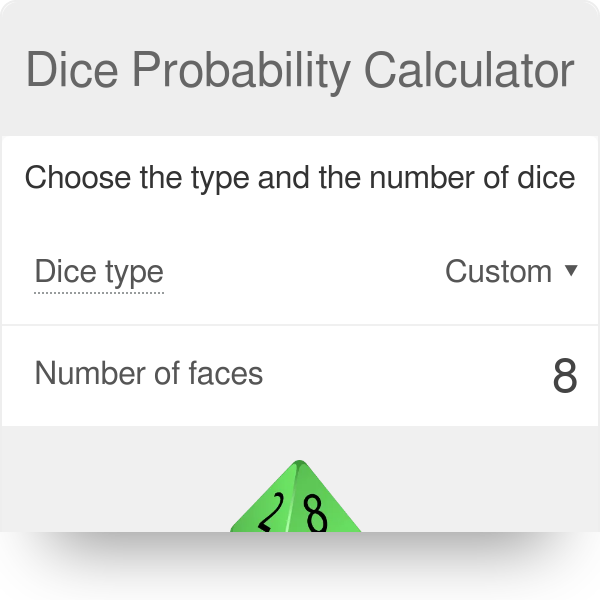 dice roll probability table to calculate the probability of 2